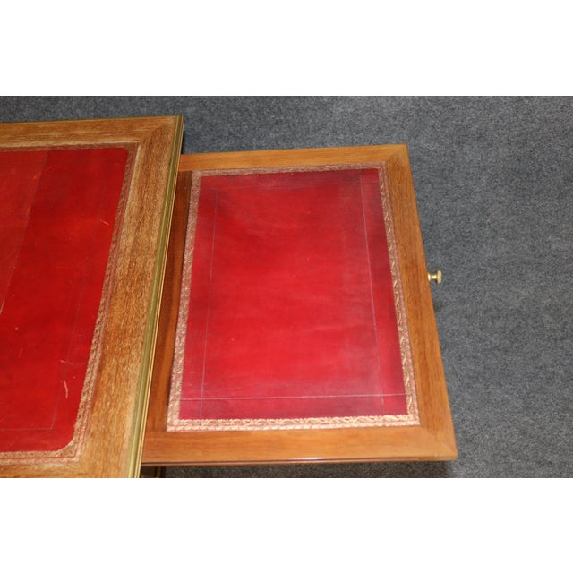 19th C French Louis XVI Style Leather Top and Bronze Ormolu Desk With Pull Panel For Sale - Image 10 of 16