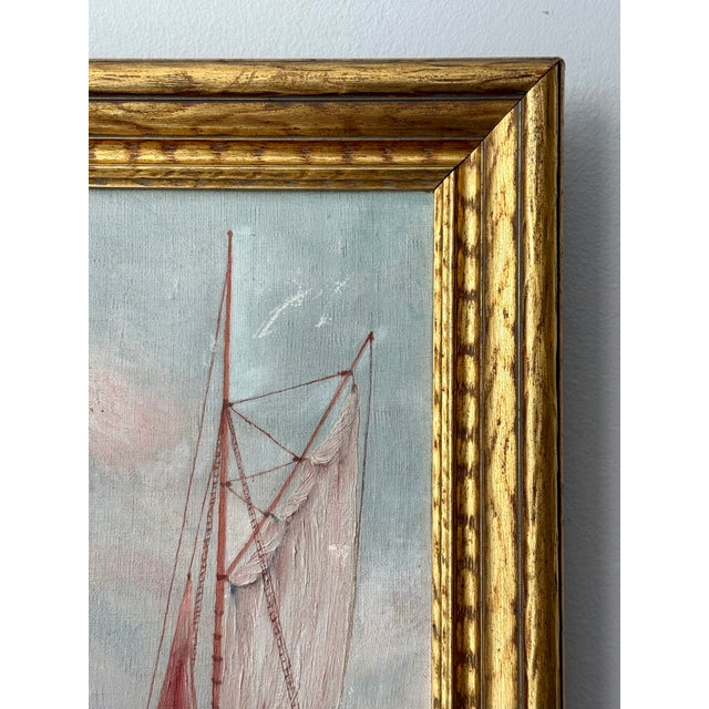 1936 Dreamlike Art Deco Seascape by c.m. Brentlinger, Oil on Canvas, Framed For Sale - Image 4 of 14