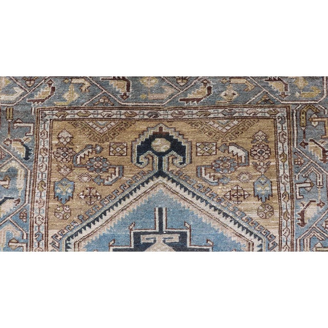 Blue Persian Antique Malayer Rug With Geometric Design in Blue's & Brown's For Sale - Image 8 of 12