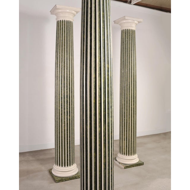 Set of Four Monumental Faux Marble Neoclassical Columns 10 Ft. For Sale - Image 9 of 18