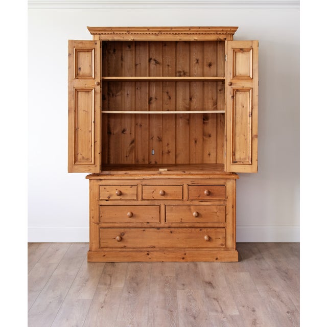 Large Rustic Pine Two-Piece Larder & Pantry Cabinet For Sale - Image 4 of 4