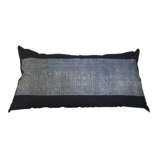 Kimono Fabric on Japanese Indigo Denim Pillow With 90/10 Down Insert For Sale