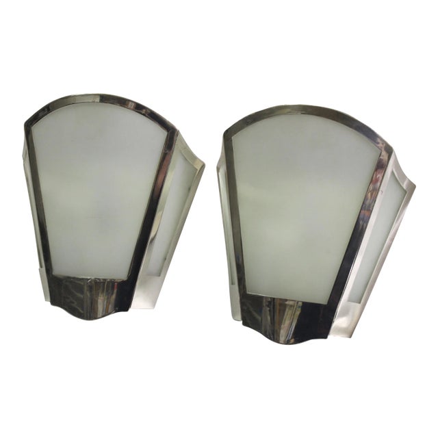 1990s Mid-Century Modern Silver Sconces - a Pair For Sale