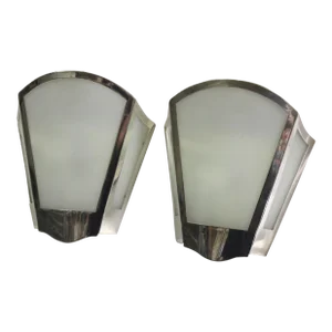 1990s Mid-Century Modern Silver Sconces - a Pair