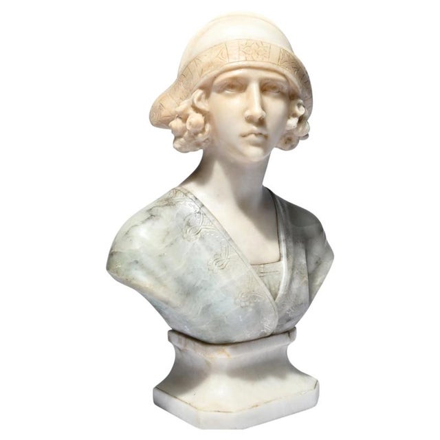 Michelotti, Female Bust, 20th Century, Marble For Sale - Image 10 of 10