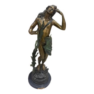 Bronze Auguste Moreau's "Summer Dreams" 36in Moreau Sculpture Signed For Sale