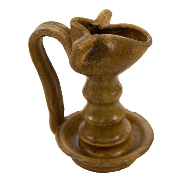 Antique Islamic Persian Nishapur Style Ceramic Glazed Oil Lamp For Sale