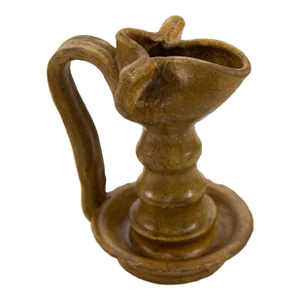Antique Islamic Persian Nishapur Style Ceramic Glazed Oil Lamp