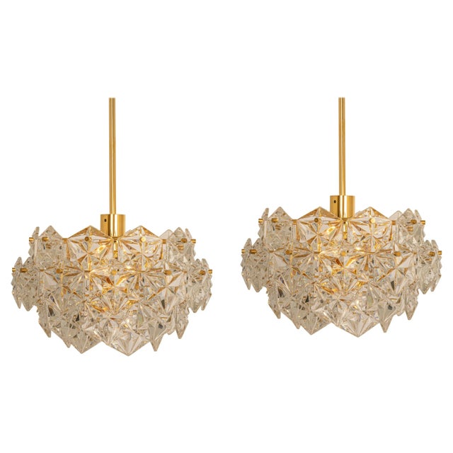 Petite German Brass and Crystal Glass Chandeliers by Kinkeldey, 1970s For Sale - Image 16 of 16