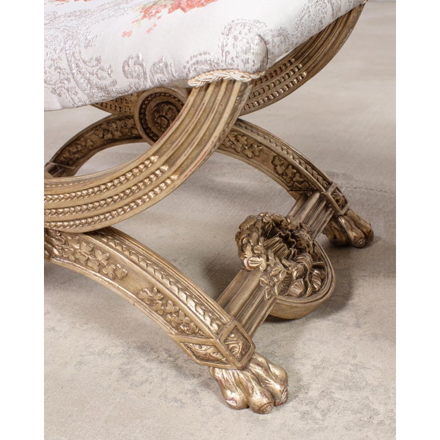 Pair of Italian Neoclassical Style Silvered Curule Bench Seats For Sale - Image 10 of 18