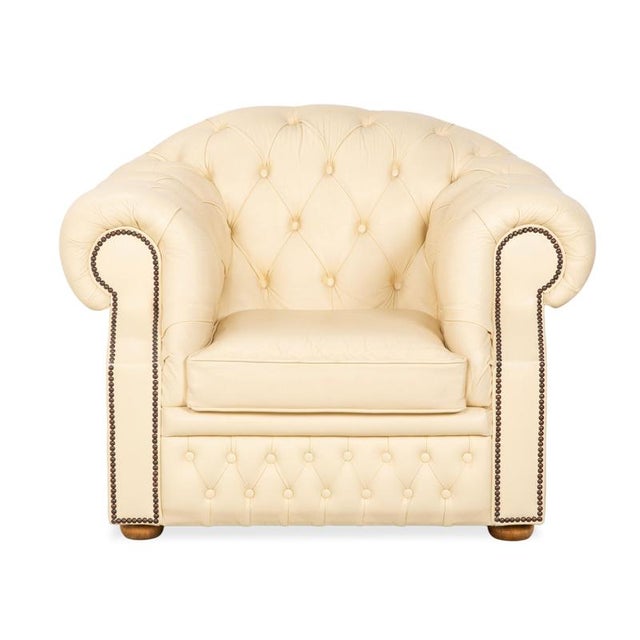 Vintage Centurion Chesterfield Armchair in Cream Leather For Sale - Image 13 of 17