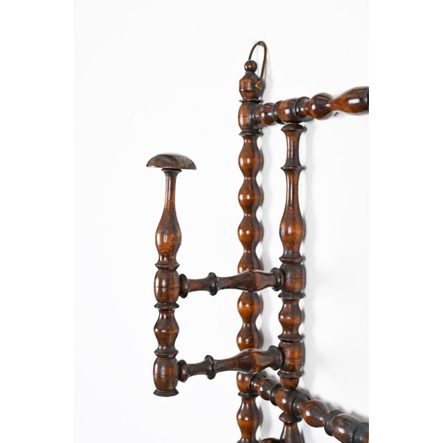 1900 - 1909 Victorian Bobbin-Turned Walnut Adjustable Coat Rack, Engalnd, 1900s For Sale - Image 5 of 15