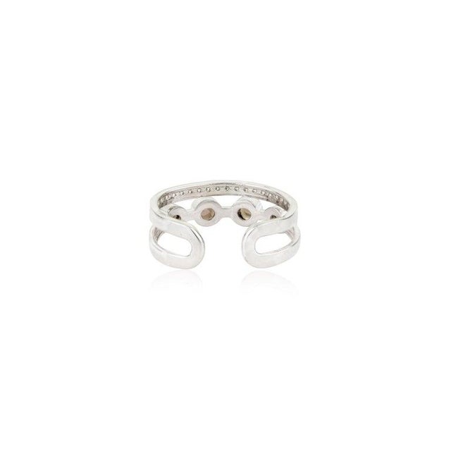 Rare Open Cuff Smoky Topaz Ring With Dazzling Zircons, Size 6.5 For Sale - Image 9 of 13