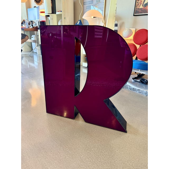 Vintage XLarge Marquee Letter Metal Acrylic Sculpture Object For Sale - Image 4 of 18