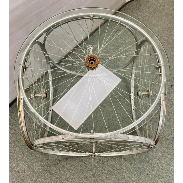 Marcel Duchamp-Inspired Artist-Made Bicycle Wheel Table For Sale - Image 4 of 8