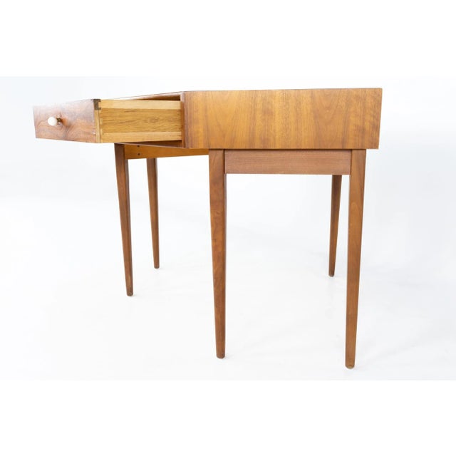 Kipp Stewart for Drexel Declaration Mid Century Walnut Corner Desk For Sale In Chicago - Image 6 of 10