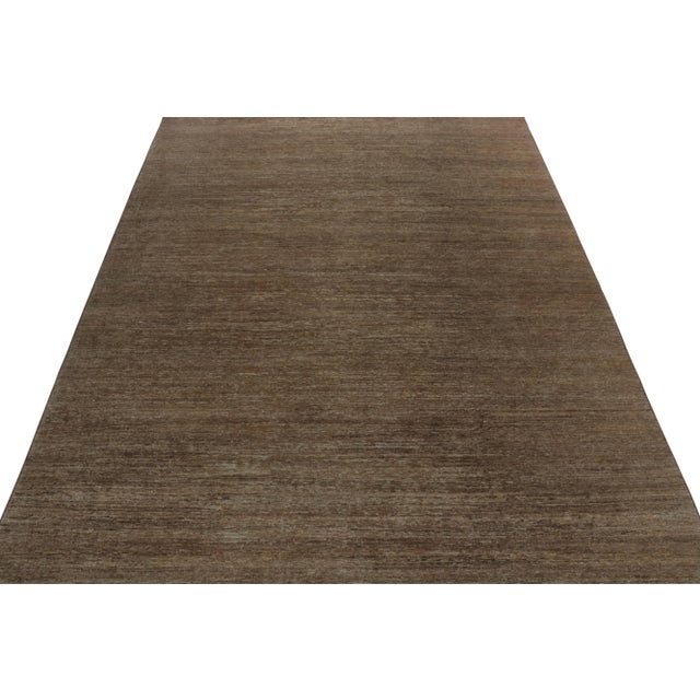 Contemporary Rug & Kilim’s Contemporary Textural Rug in Brown, Simple Solid Striae For Sale - Image 3 of 8