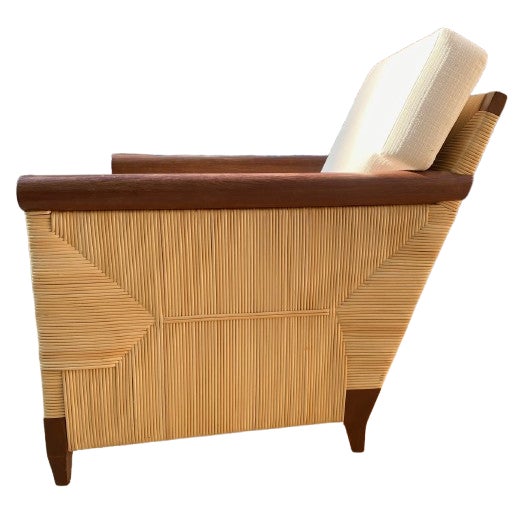 Donghia Lounge Chair in Rattan and Mahogany For Sale - Image 15 of 16
