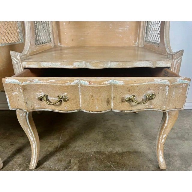 Wood Pair of French Two Tier Side Table W/ Iron Insets C. 1930's For Sale - Image 7 of 11