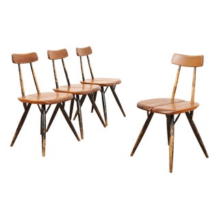 Chairs in Birch by Ilmari Tapiovaara for Laukaan Puu, 1955, Set of 4 For Sale