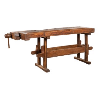 19th Century Carpenter's Workbench Rustic Console Table For Sale