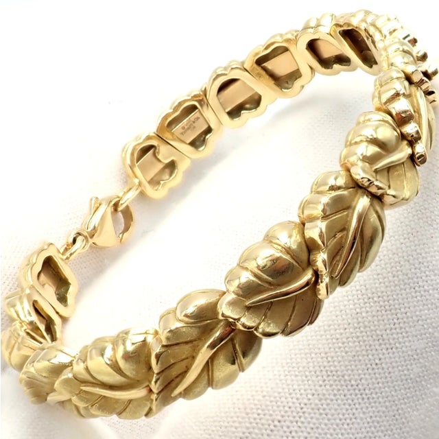 2000 - 2009 Vintage! Tiffany & Co Leaf Yellow Gold Link Bracelet 2002 For Sale - Image 5 of 15