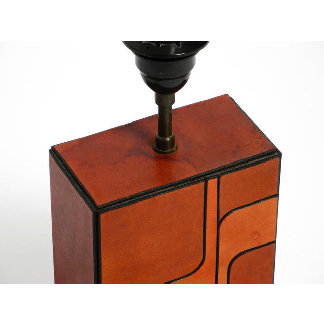 Table Lamp in Wood and Leather with Paper Straw Lampshade, Italian, 1960s For Sale - Image 15 of 18