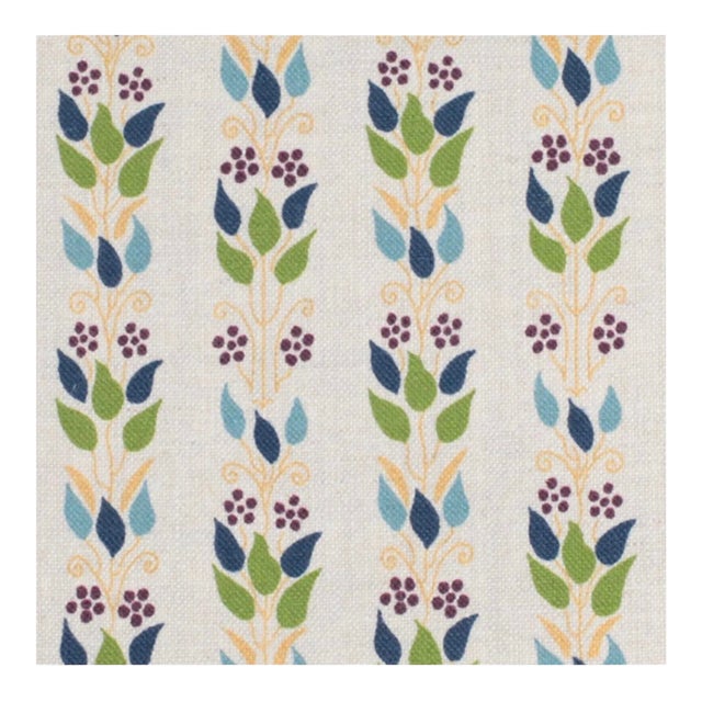 Alex Conroy Roman Stripe Floral 100% Linen Fabric- 3 Yards For Sale