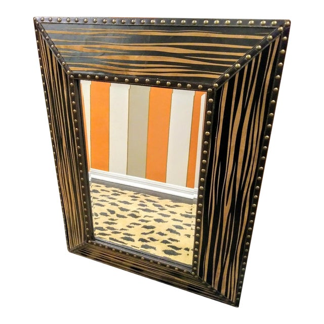 Zebra Print Black Brown Studded Rectangular Wall Mirror ...