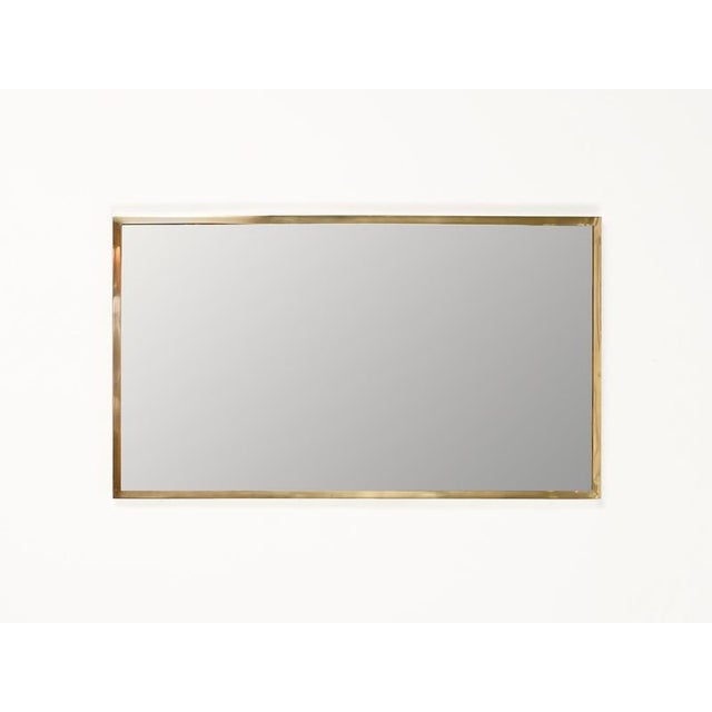 Large Mid-Century Modern Italian Brass Rectangular Wall Mirror, Italy, 1950s For Sale - Image 10 of 12