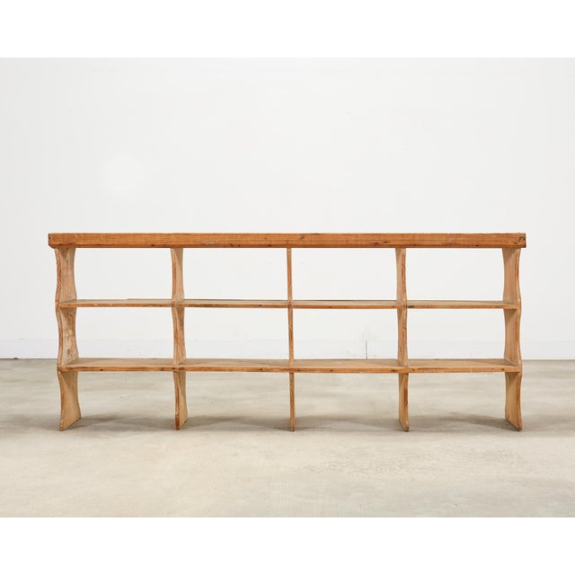 French Country 19th C. French Country Pine Farmhouse Cupboard Shelf Étagère 7 Ft For Sale - Image 3 of 15