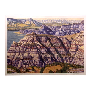 Gordon Mortensen "Painted Canyon" Signed Numbered Woodcut Art Southwestern 1988 For Sale