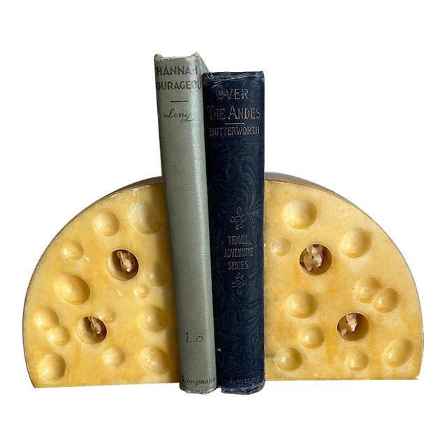 Vintage Italian Alabaster Cheese Bookends For Sale