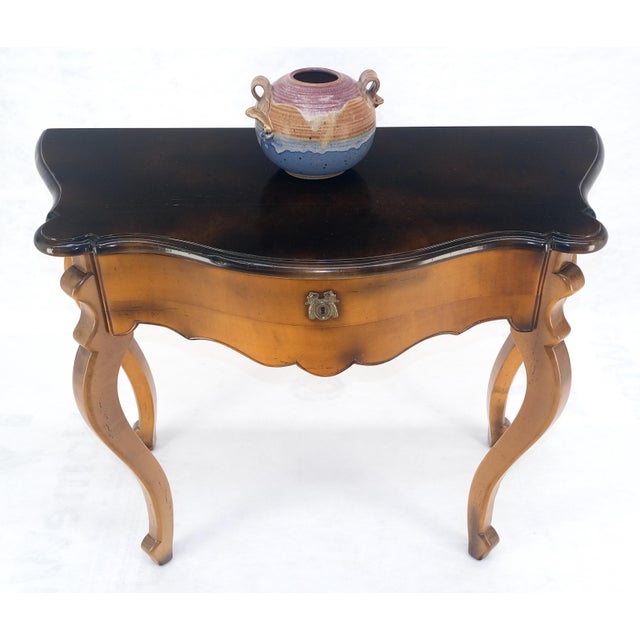 Baker Furniture Company Baker One Drawer Cabriole Leg Fruitwood Paper Finished Drawer Console Table MINT For Sale - Image 4 of 14