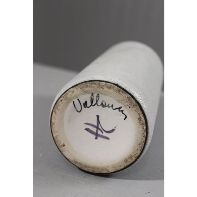 Black Tubular Ceramic Vase with Abstract Decor by Henri Cimal for Vallauris, 1950s For Sale - Image 8 of 9