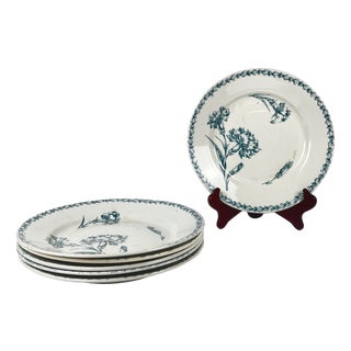 Earthenware Oeillet Dinner Plates from KG Lunéville, 19th Century, Set of 6 For Sale