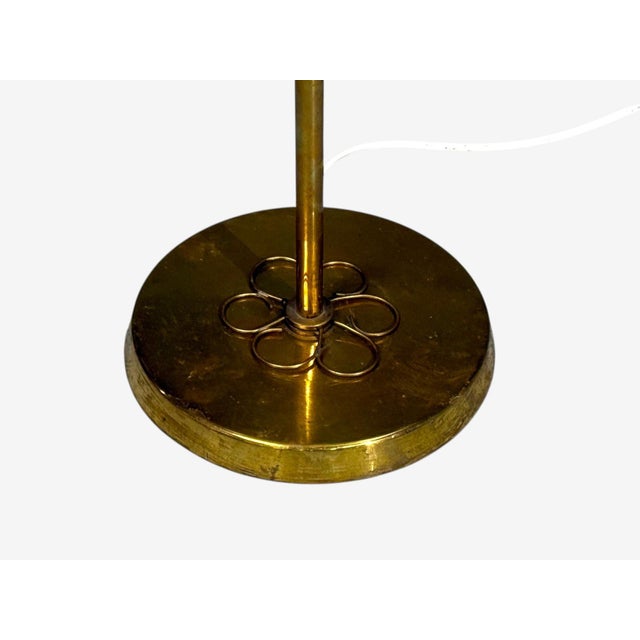 1950s V. Soini Oy, Rare Floor Lamp, Brass, Leather, Rattan For Sale - Image 10 of 13