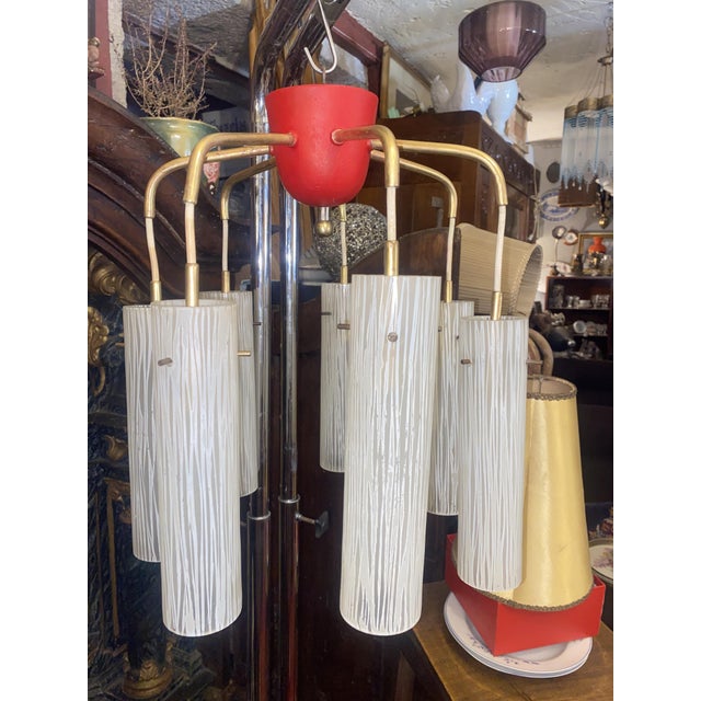 Mid-Century Modern Hanging Lamp in Brass and Glass, 1950s For Sale - Image 13 of 18