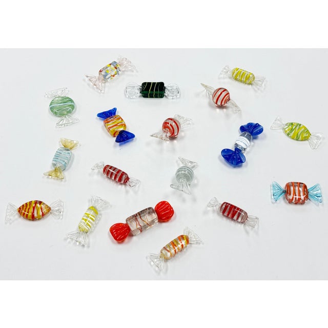 Murano Vintage Murano Style Blown Glass Wrap Candy, Set of 18 For Sale - Image 4 of 6