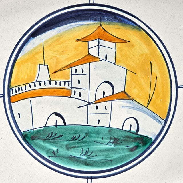 White Late 20th Century Corso Dei Fiori “Casolare” 15” Serving Platter, Hand Painted Maiolica For Sale - Image 8 of 11