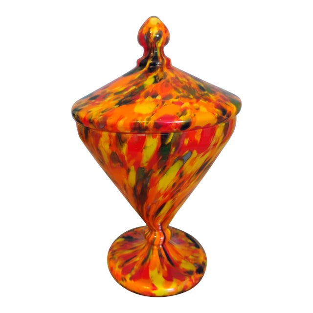 1970s Franz Welz Czech Art Glass Lidded Candy Dish For Sale