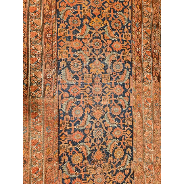 19th Century Persian Malayer Runner Rug, Hand-Knotted Wool, Geometric Pattern, 4x 16, Rust-Red & Blue For Sale - Image 11 of 16