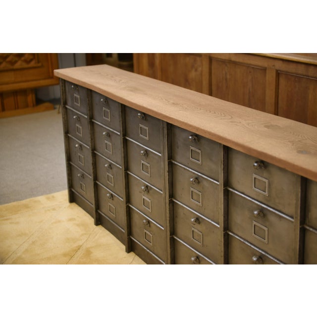 Six-Column Filing Cabinet with Oak Top by Strafor, 1950s For Sale - Image 14 of 16