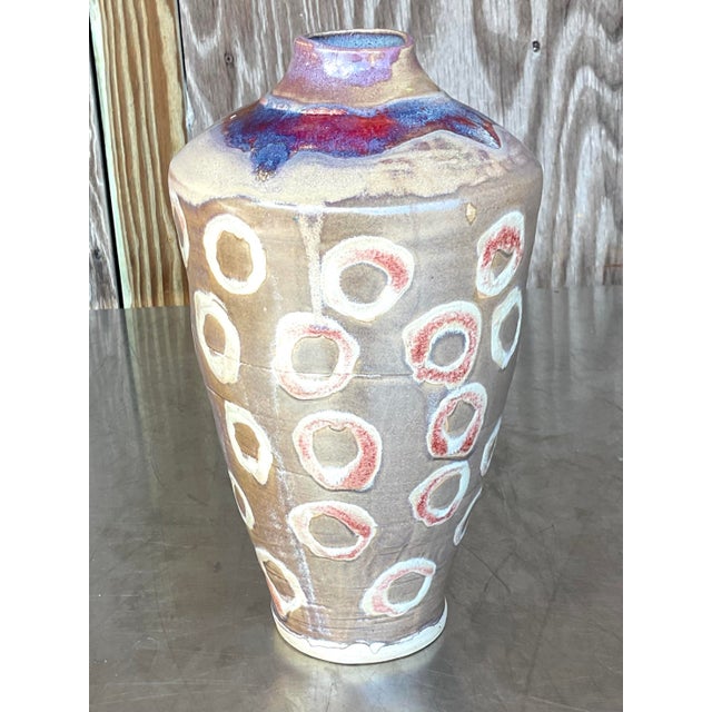 Vintage Boho Signed Studio Pottery Vase For Sale In West Palm - Image 6 of 8