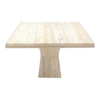 Mid-Century Modern Travertine Game Table on Double Tapered Base For Sale