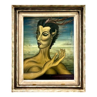 A Mid-Century Surreal Portrait by Chilean Artist Fabio Lemus For Sale