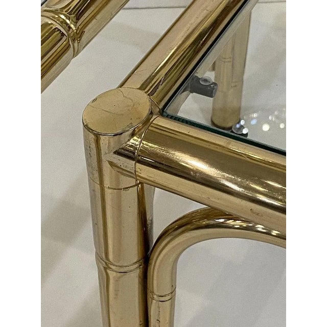 French Faux Bamboo Low Side Table of Brass and Glass For Sale In Austin - Image 6 of 12