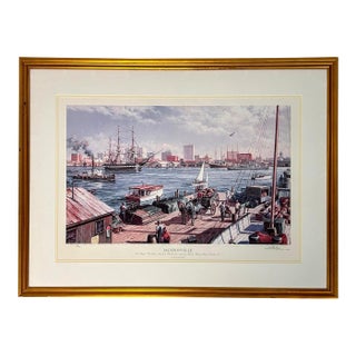 Paul McGehee Signed Limited Edition Jacksonville Maritime Art Print Framed 1985 For Sale