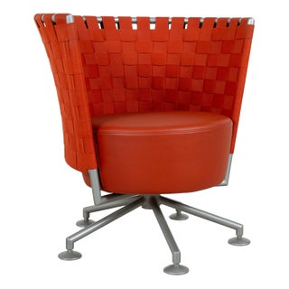 Circo Leather Armchair in Red with Swivel Function from COR For Sale