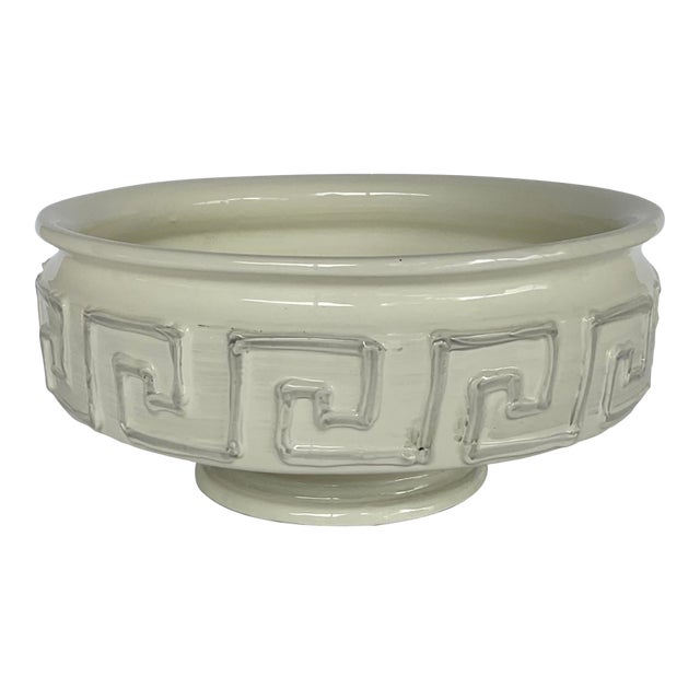 Modern Cream Greek Key Greco Compote For Sale